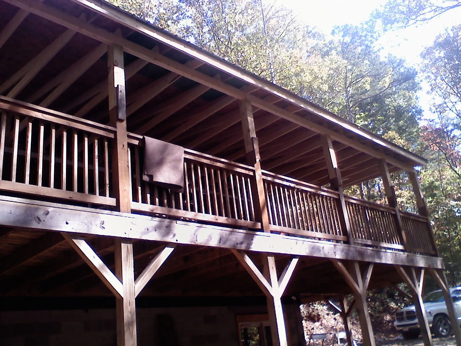 Timber framing under a new elevated porch and deck — Roof Leak Repair in Bowie by Roofing Brothers